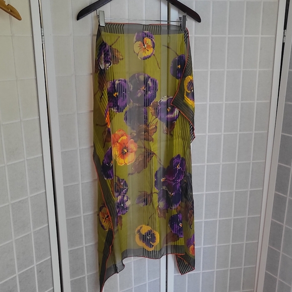 Vintage Yves St. Laurent Foulard Chiffon Silk Scarf YSL
